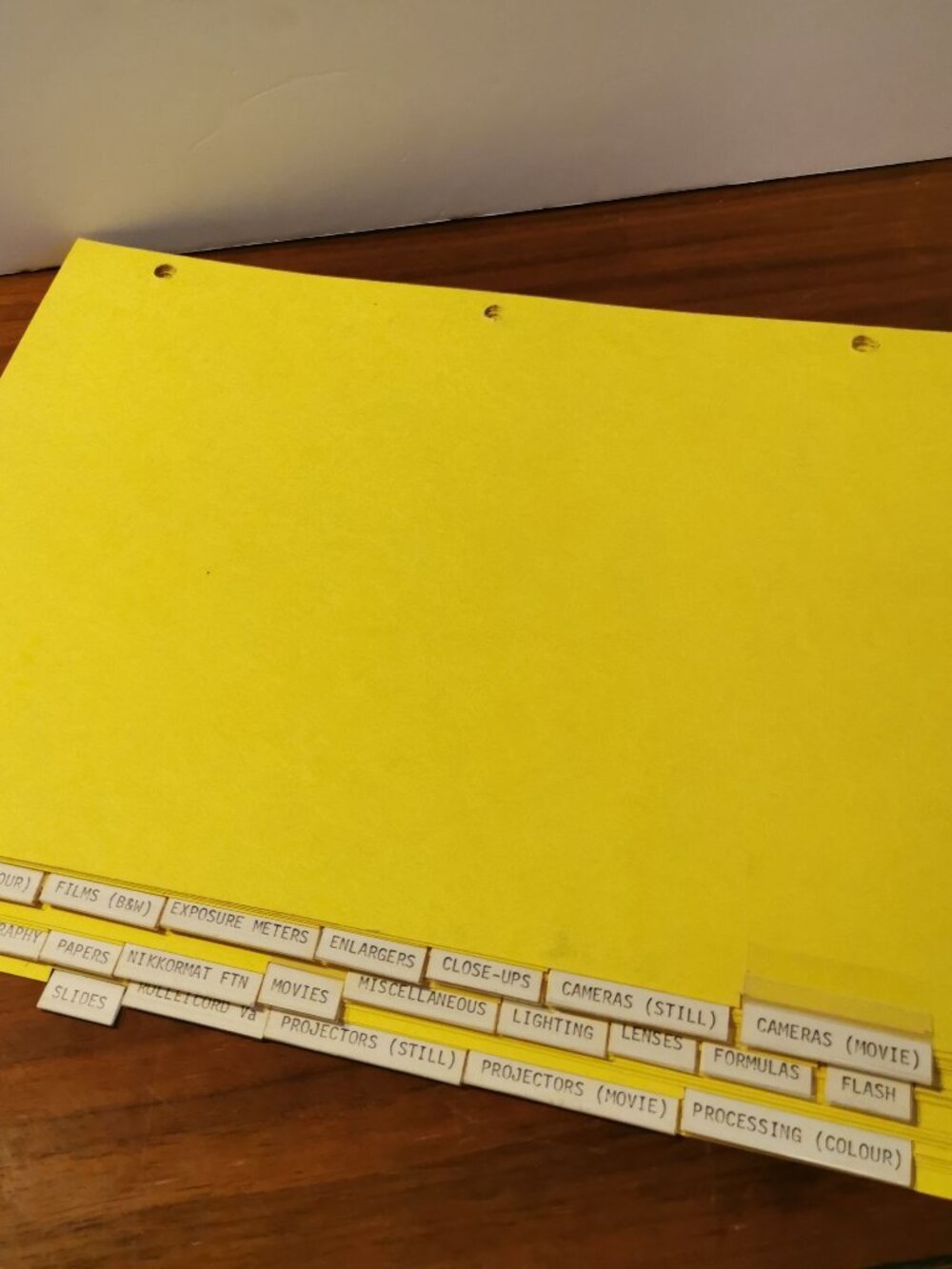Vintage Set of 23 File Dividers w/Photography Tabs Ephemera Stationery Paper